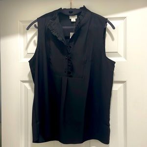 JCrew Black Button Blouse with Ruffles